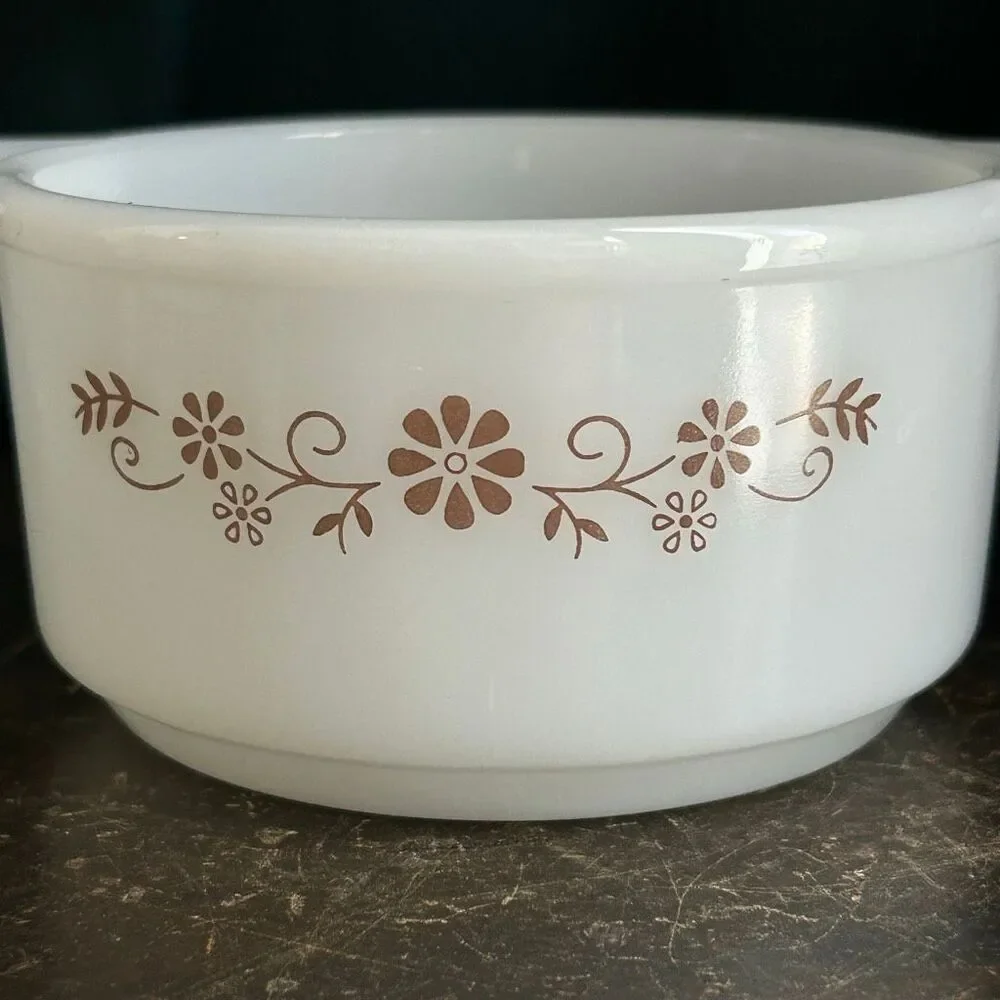 Vintage Dynaware Pyr-O-Rex 8 Small Milk Glass Ramekin Casserole Dish